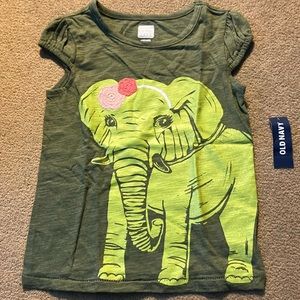 Old Navy Elephant Print Army Green T-Shirt Size 4T